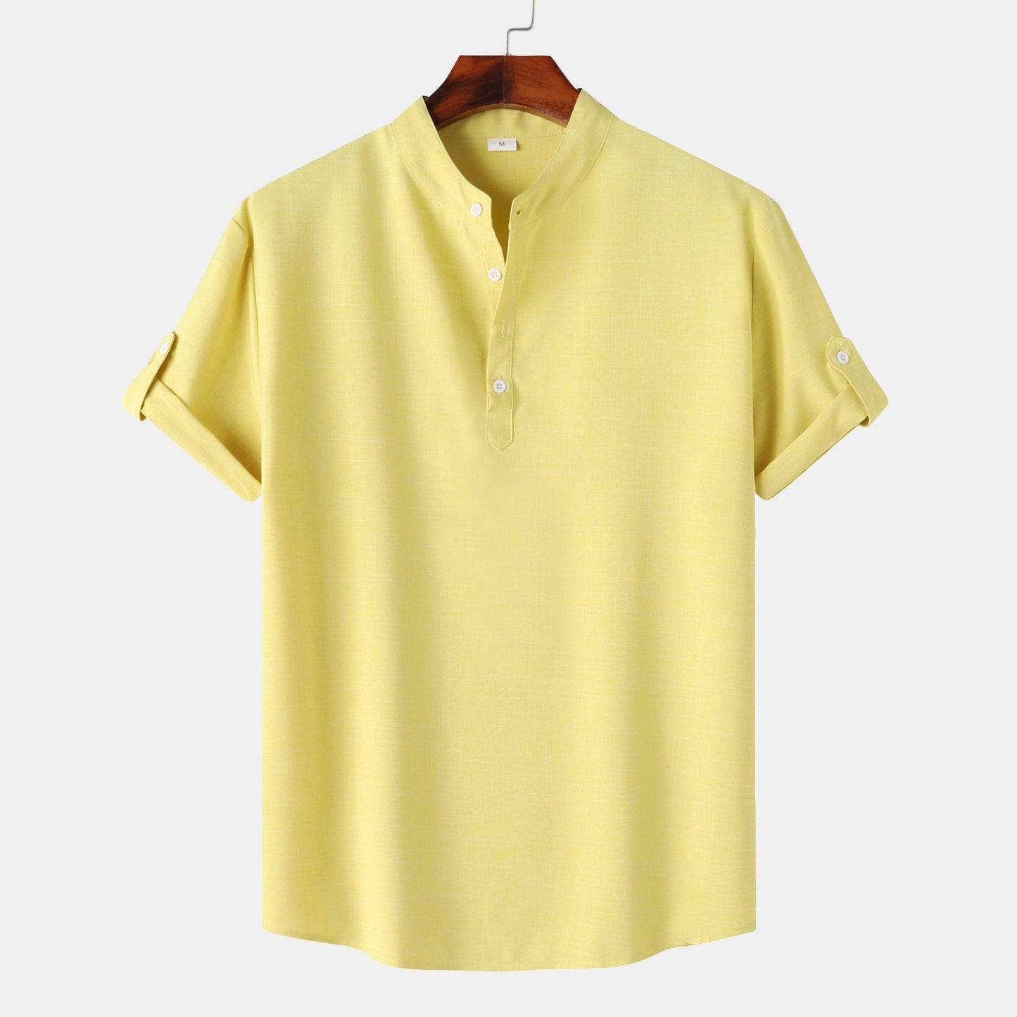 Herren Hemd Kurzarm Henley Ausschnitt Modern Lässig