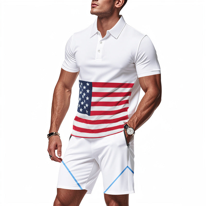 Herren Polo-Shirt Set Sportlich Flaggenmuster Berlin