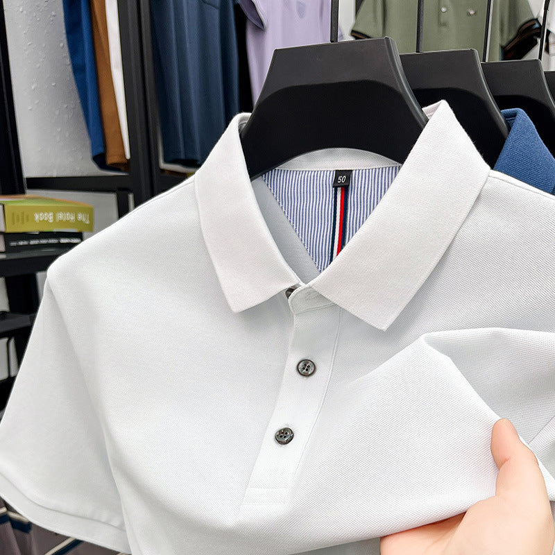 Herren Polohemd Kurzarm Elegantes Piqué-Hemd Mit Knöpfen