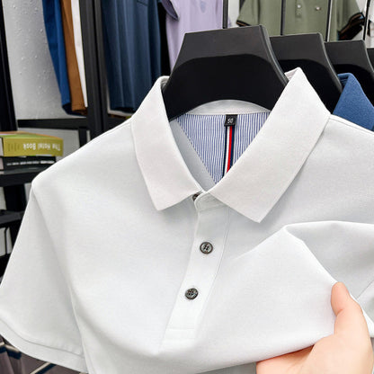 Herren Polohemd Kurzarm Elegantes Piqué-Hemd Mit Knöpfen