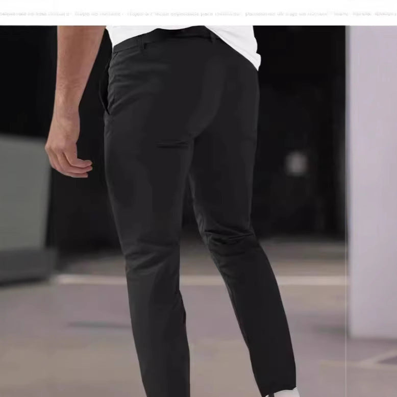 Herren Anzughose Slim Fit mit Falten Modern Schwarz