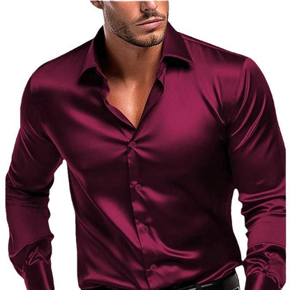 Herren Langarmhemd Glänzend Elegantes Business