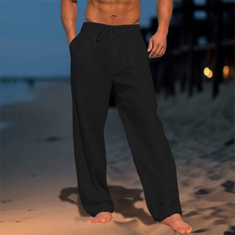 Herren Hose Bequem Lockere Freizeithose mit Kordelzug
