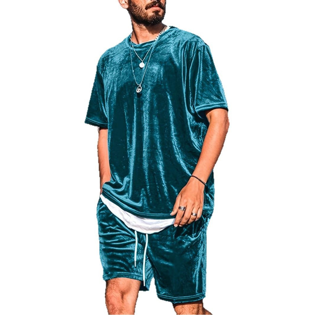 Herren Velours Set Freizeitmode Stylisch Bequem
