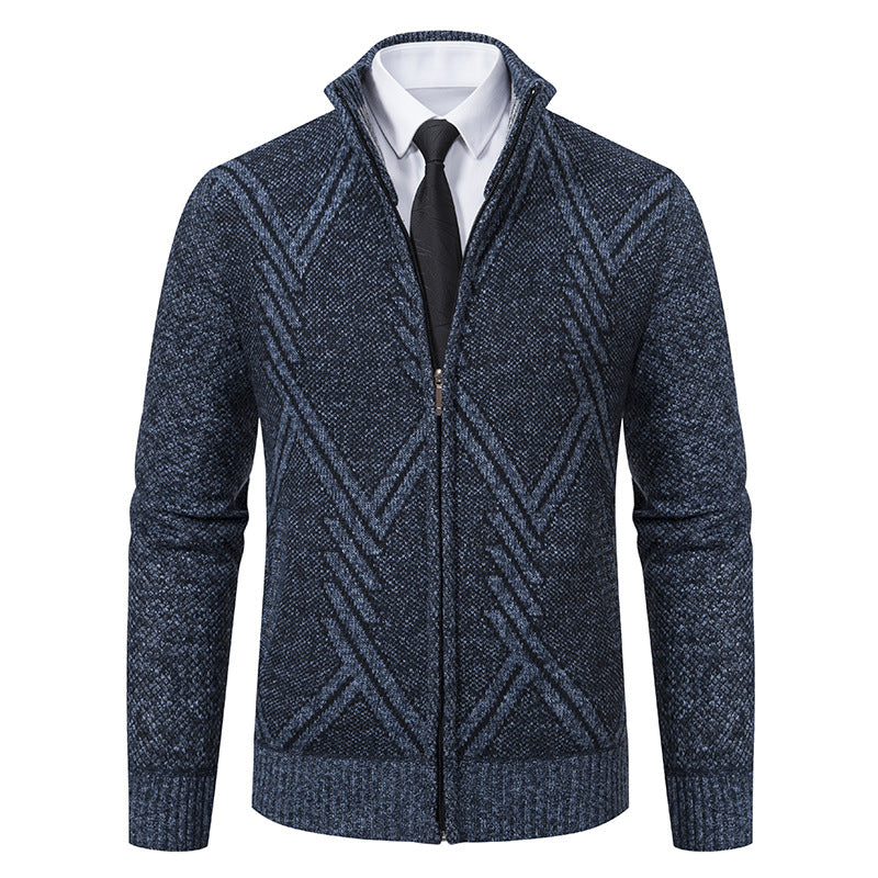 Herren Strickjacke Modern mit Reißverschluss und Struktur
