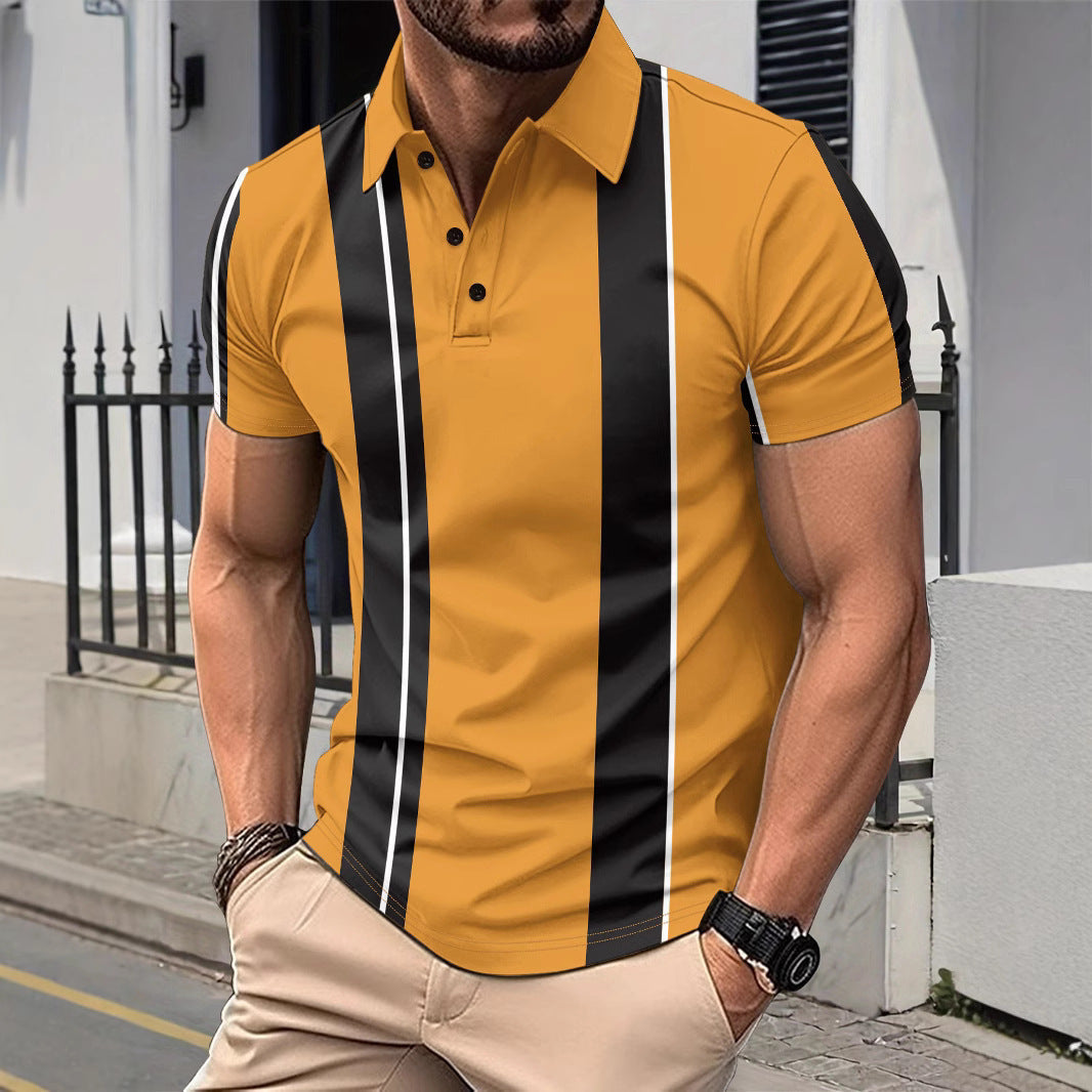 Herren Polo-Shirt Sportlich Streifenmuster Modern - BerlinGlamour
