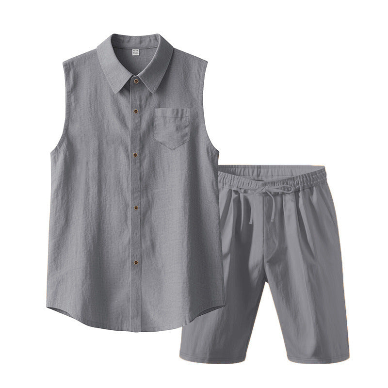 Herren Sportoberteil Ärmellos mit elastischen Laufshorts