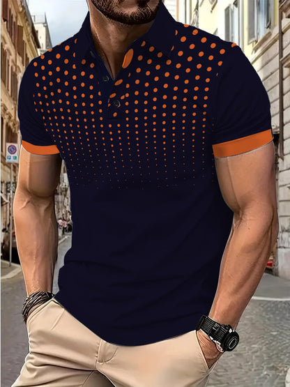 Herren Poloshirt Modern mit Punktmuster und Slim-Fit