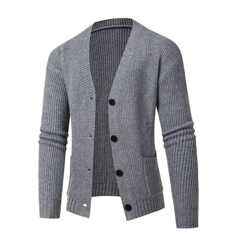 Herren Strickjacke Modern mit Feinripp Design