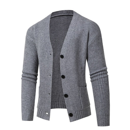 Herren Strickjacke Modern mit Feinripp Design