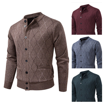 Herren Strickjacke Rautenmuster Modern Geschmeidig - BerlinGlamour