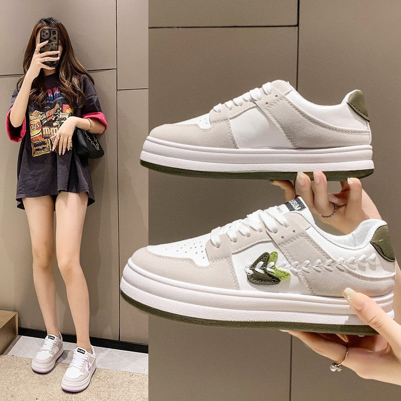 Damen Sneaker Blätter Design Komfort Sohle - BerlinGlamour