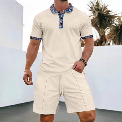 Herren Sportset Kurzarm mit Stilvollen Kragen Modern