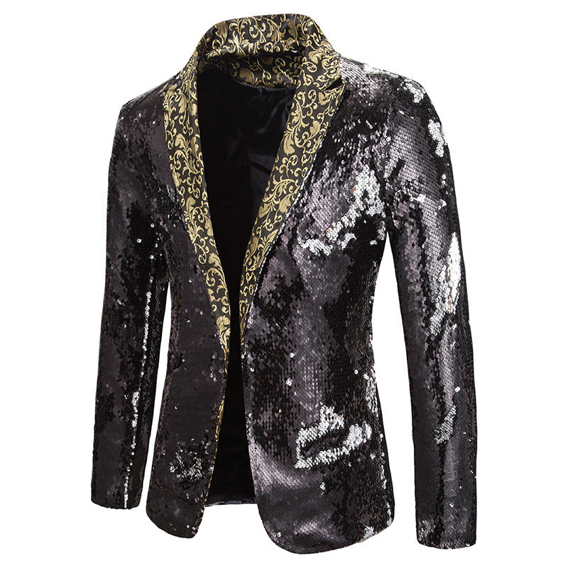 Herren Blazerjacke Glitzer Pailletten Übergröße