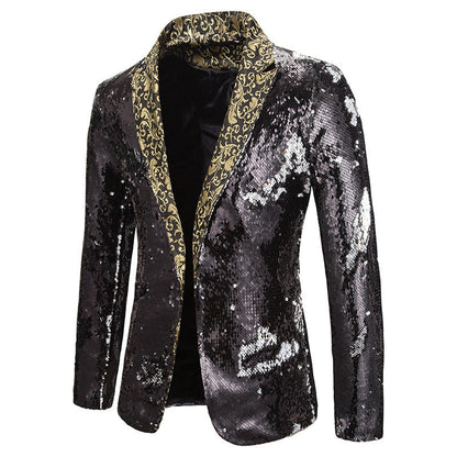 Herren Blazerjacke Glitzer Pailletten Übergröße