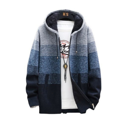 Herren Kapuzenjacke Sportlich Warm mit Streifenmuster