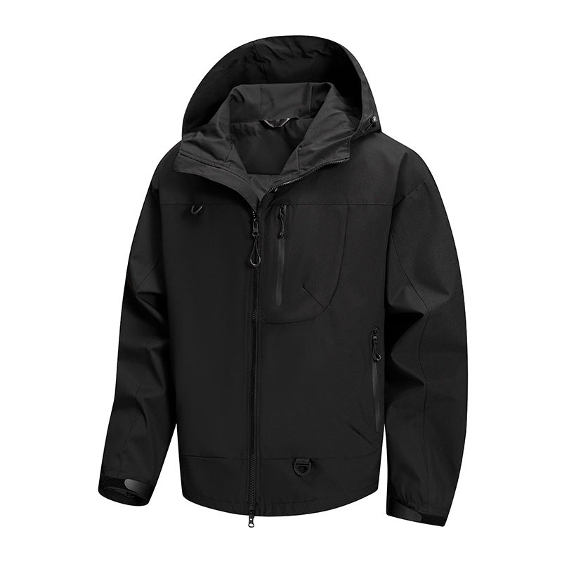 Herren Outdoor-Jacke Wasserdicht Verstellbares Kapuzen-System
