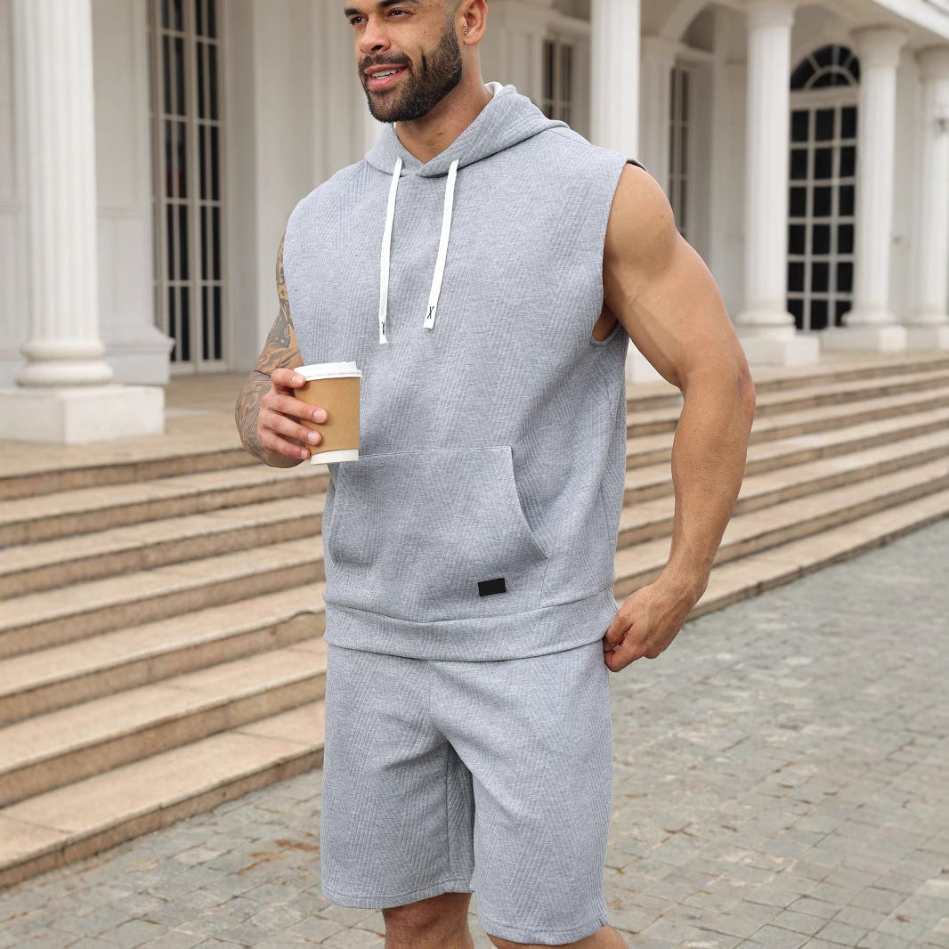 Herren Kapuzenshirt Ärmellos Modern Strukturiert - BerlinGlamour