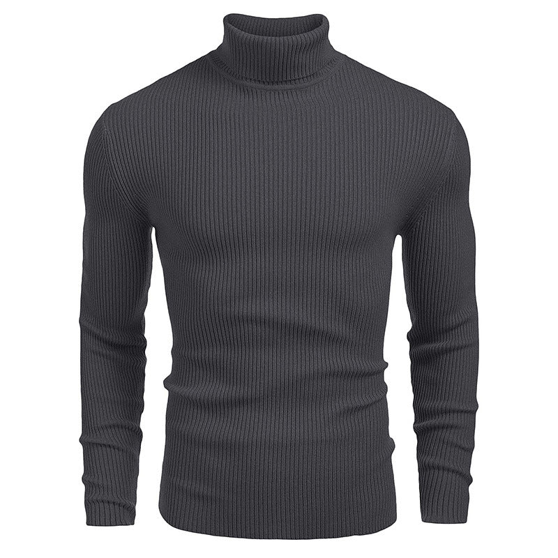 Herren Stehkragenpullover Feinripp Optik Elegant
