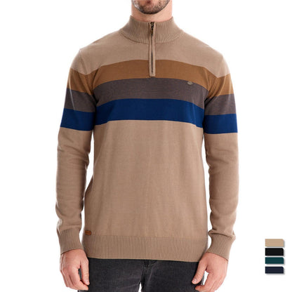 Herren Strickpullover Stehkragen Streifen Modern
