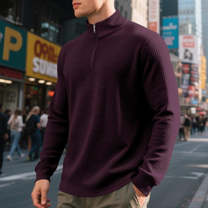 Herren Sportpullover Struktur Optik Reißverschluss Modern