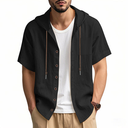 Herren Hoodie Kurzarm mit Brusttasche Sportlich Casual