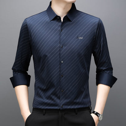Herren Langarmhemd Modernes Streifenmuster Elegantes Design