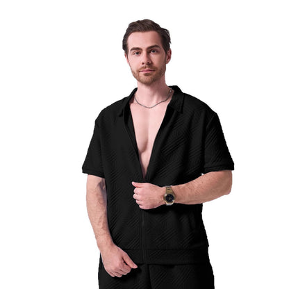 Herren Kurzarmshirt Modisch Strukturiert Berlin Style