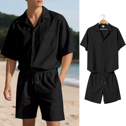 Herren Sommer Set Kurzarmhemd Shorts Modern Komfortabel