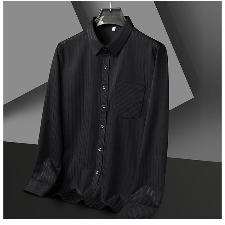 Herren Hemd Langarm Elegant Streifen Design