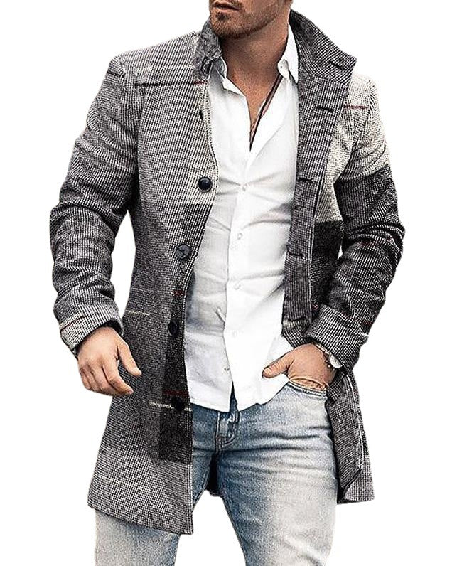 Herren Wollmantel Karo Modern Tailliert