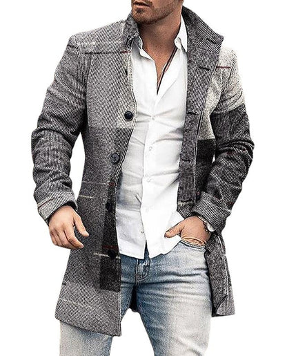 Herren Wollmantel Karo Modern Tailliert