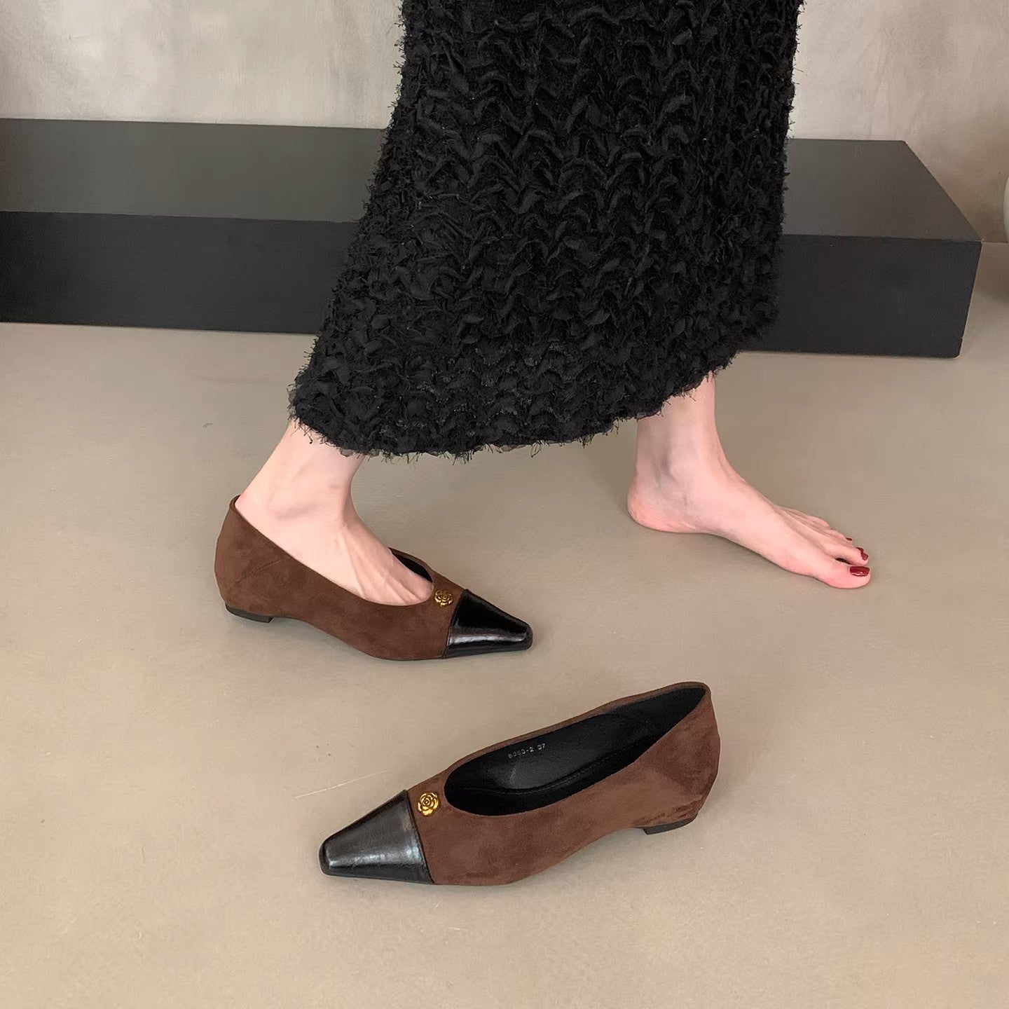 Damen Ballerinas Luxus 2-Toni Design