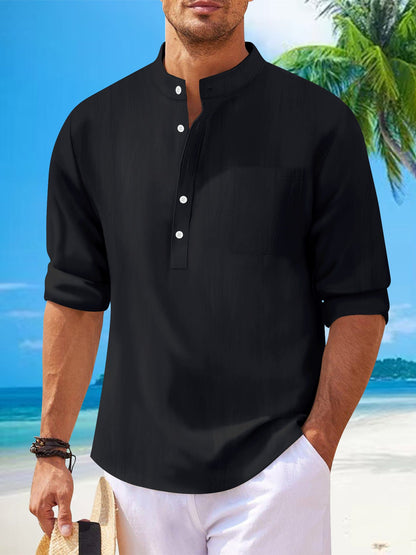 Herren Leinenbluse Lässig Sommer Modern