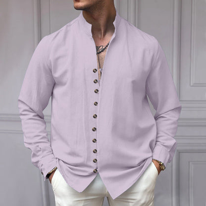 Herren Langarmhemd Elegantes Knopfleiste Slim Fit