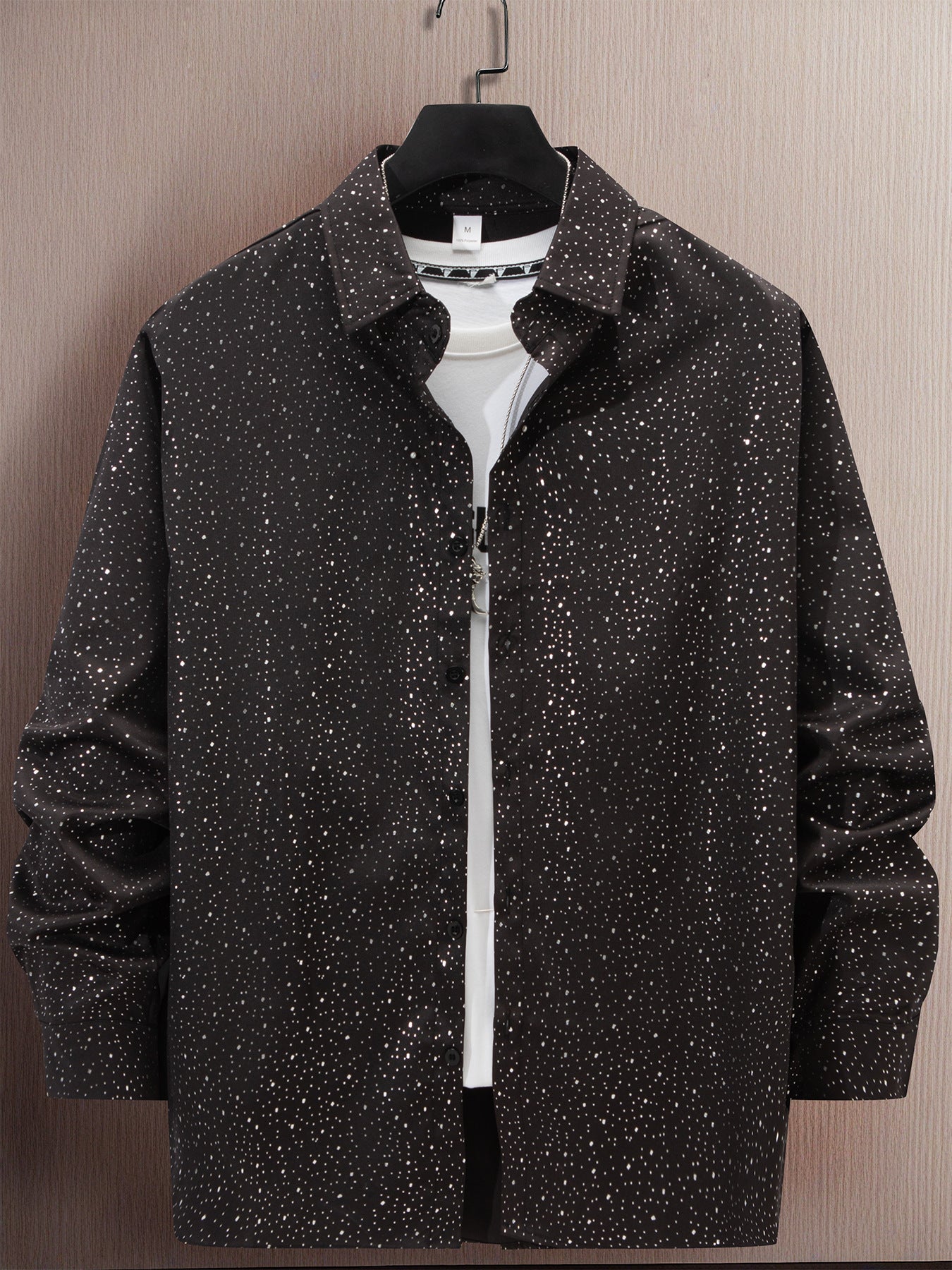 Herren Hemd Langarm Punkte Muster Elegant