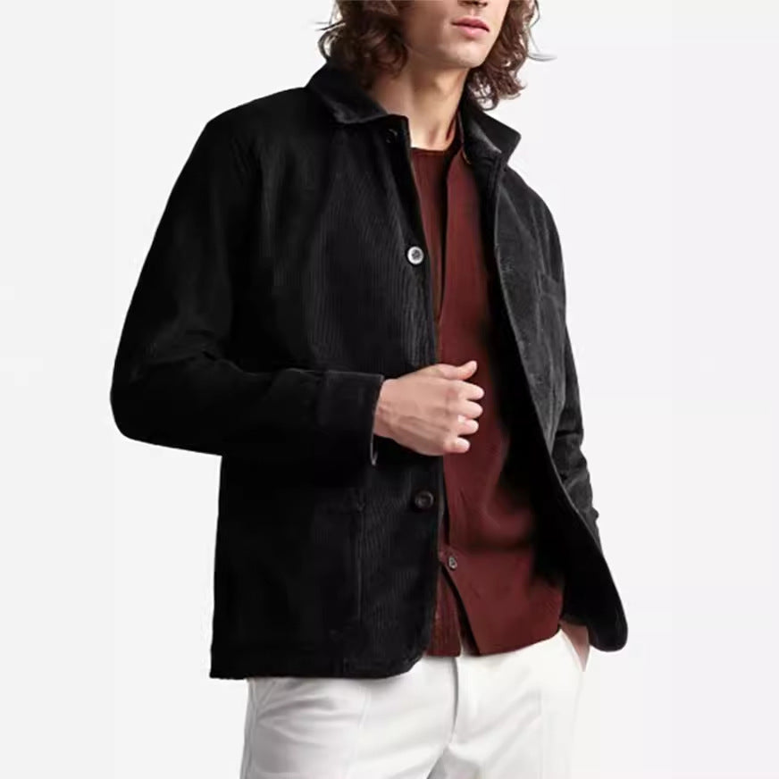 Herren Cordjacke Lässig mit Taschen Braun Modern