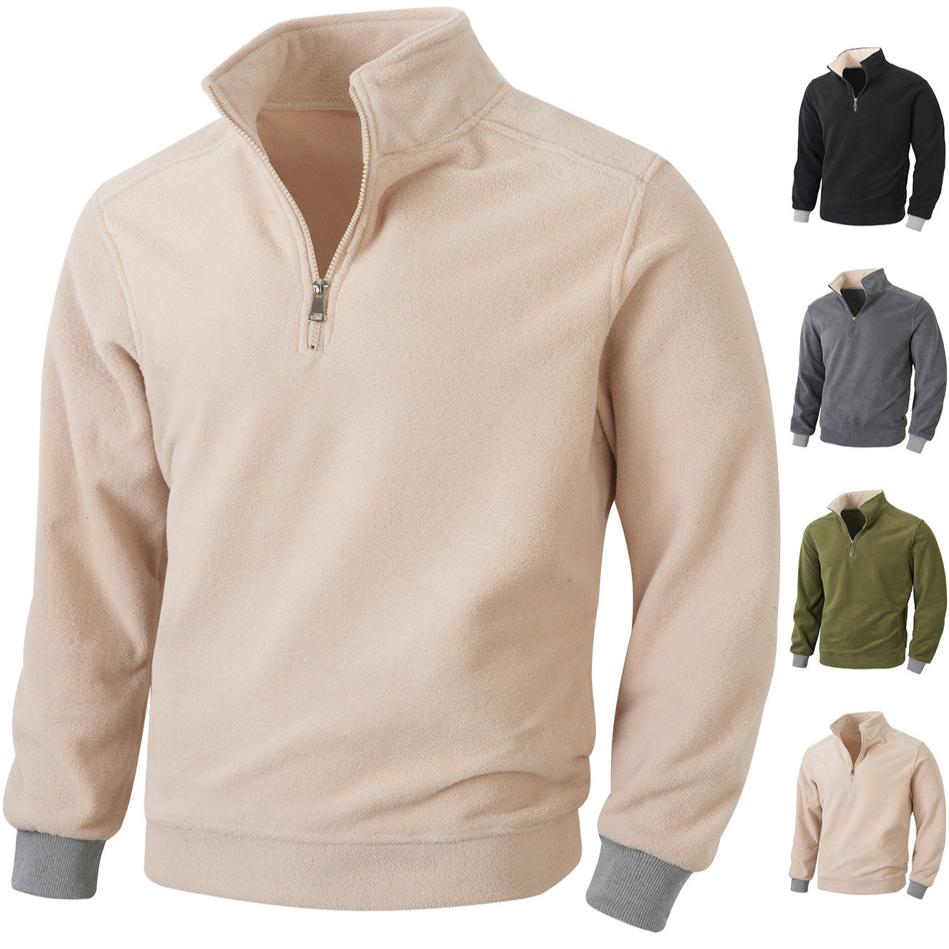 Herren Fleecejacke Halblang Reißverschluss Warm - BerlinGlamour