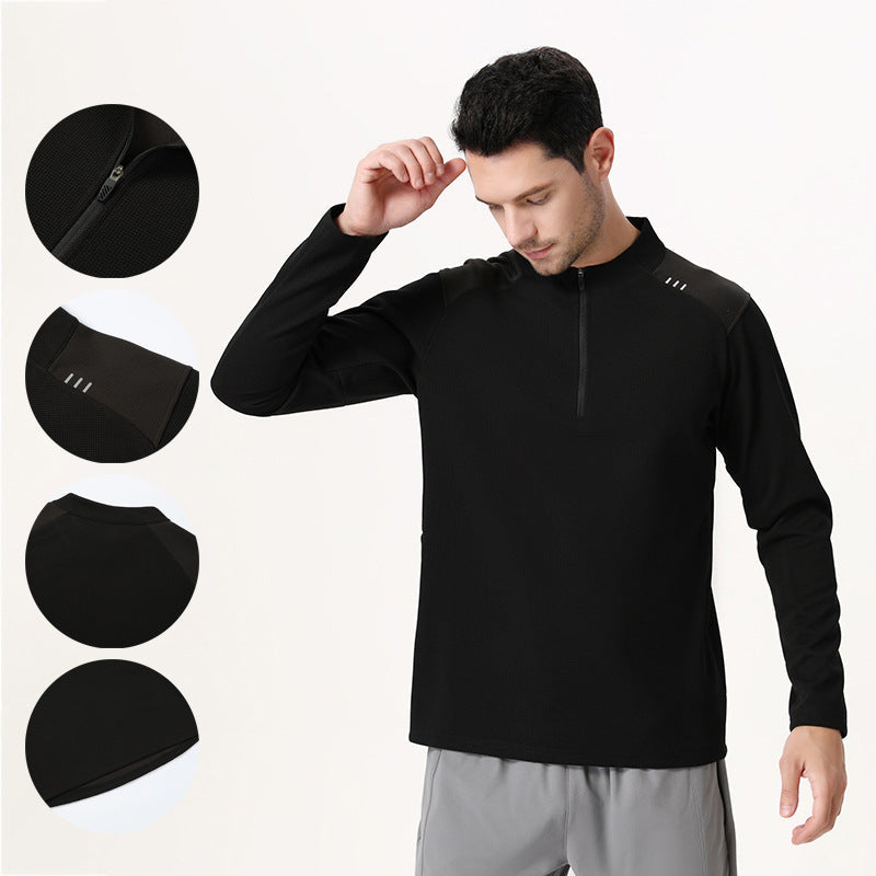 Herren Langarmshirt Sportlich atmungsaktiv mit Reißverschluss - BerlinGlamour