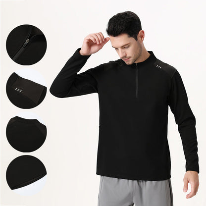 Herren Langarmshirt Sportlich atmungsaktiv mit Reißverschluss - BerlinGlamour