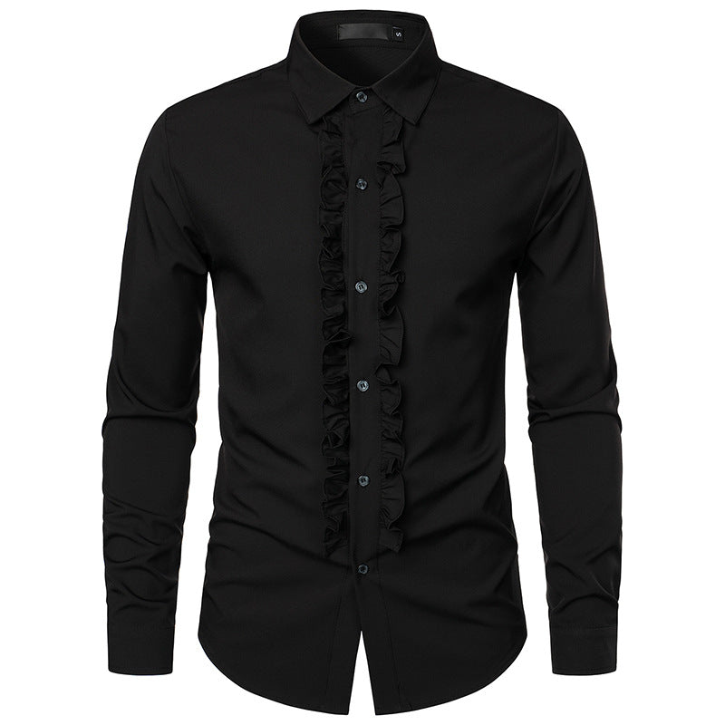 Herren Rüschenhemd Elegant Modern Slim Fit
