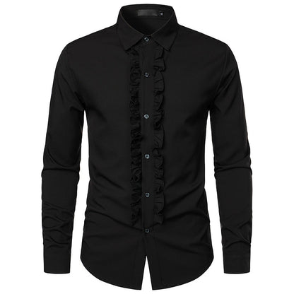 Herren Rüschenhemd Elegant Modern Slim Fit