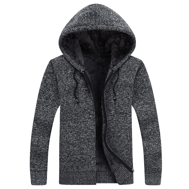 Herren Fleecejacke Bequem Warm mit Kapuze
