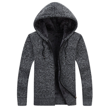Herren Fleecejacke Bequem Warm mit Kapuze
