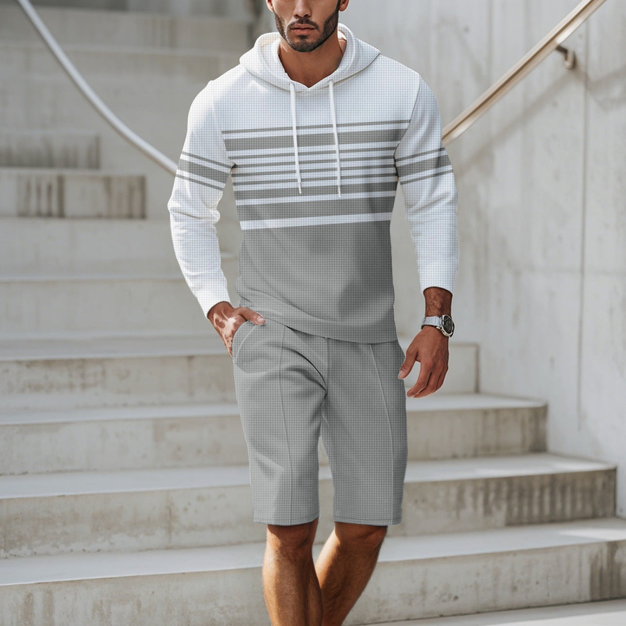 Herren Kapuzenshirt Sportlich Modern Mit Struktur - BerlinGlamour