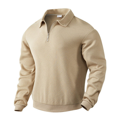 Herren Fleece Pullover Strukturiert Modern Kontrastdetails