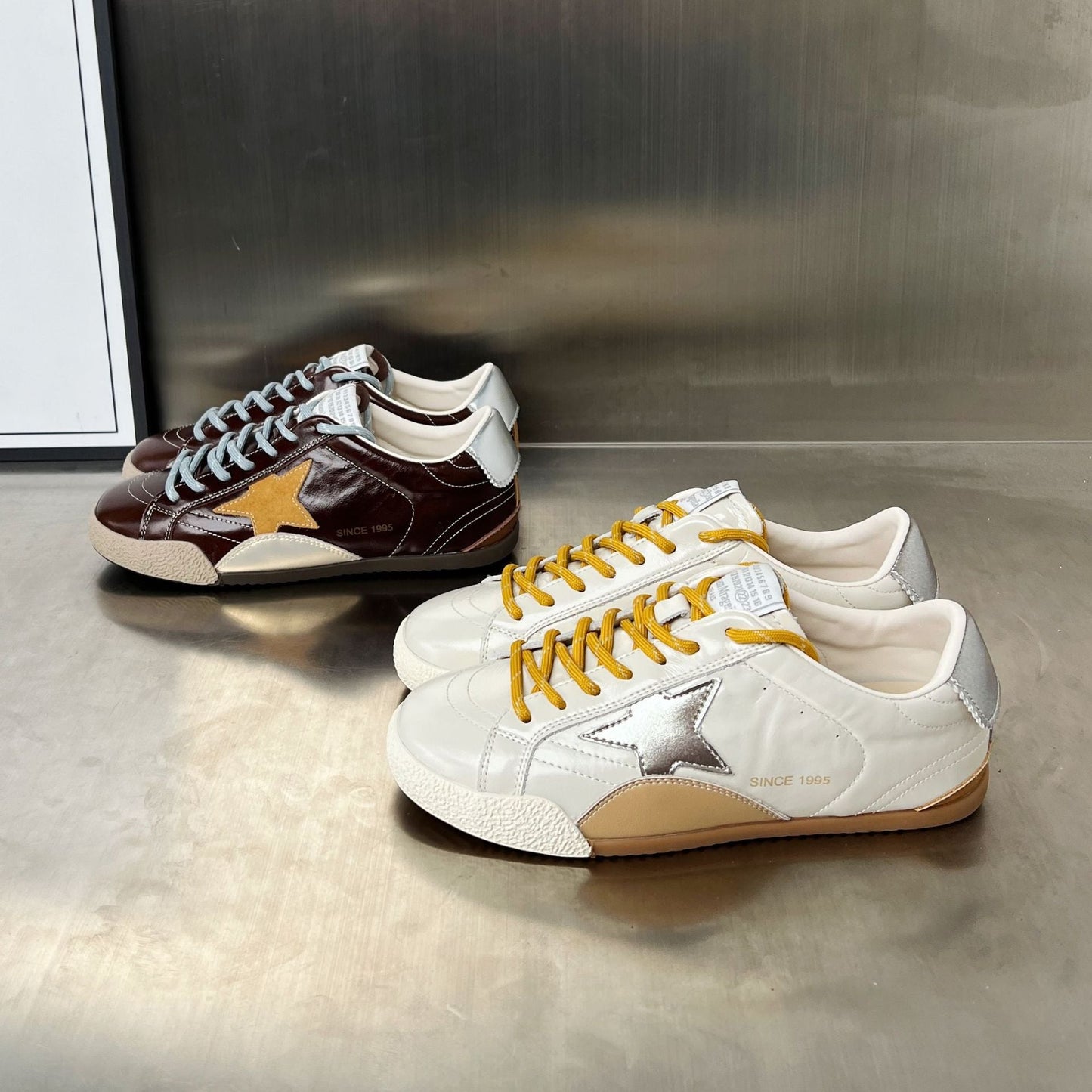 Damen Sneaker Sportlich Elegante Stern Design