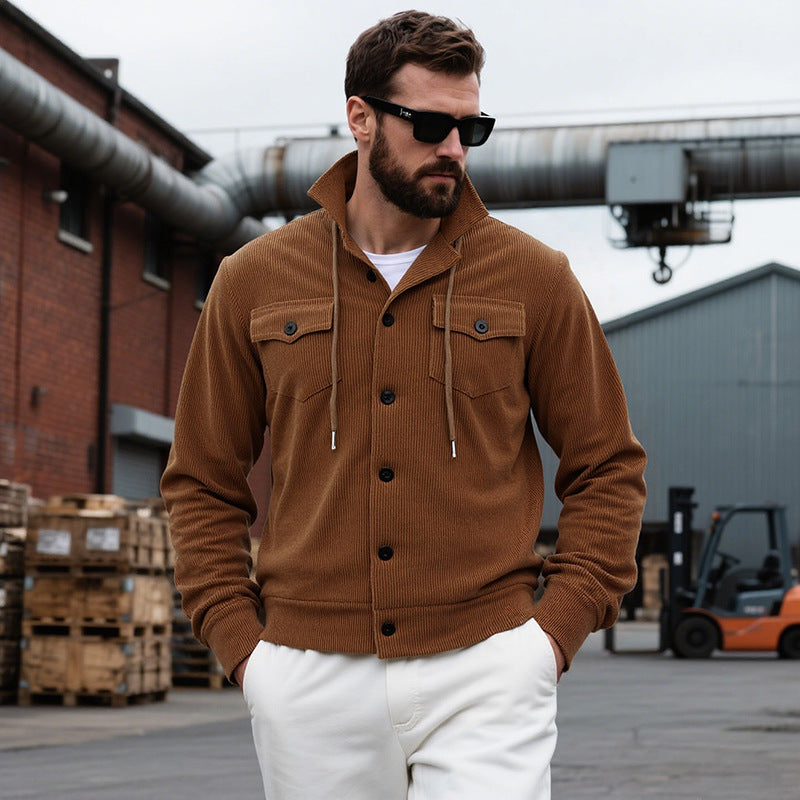 Herren Strickjacke Lässig Modern mit Brusttaschen