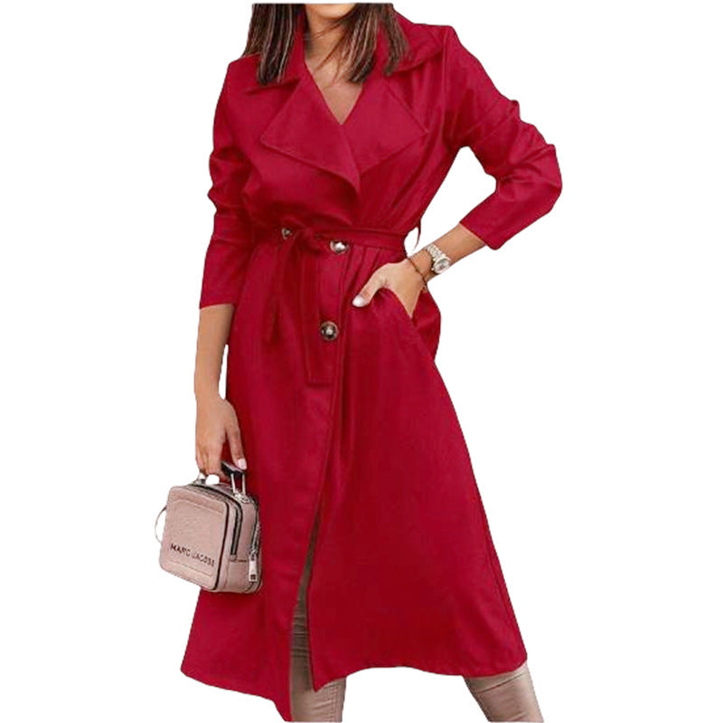 Damen Trenchcoat Elegant Mit Gürtel Feminin