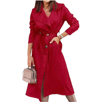 Damen Trenchcoat Elegant Mit Gürtel Feminin
